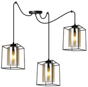 Závesné svietidlo Hella Cage Spider, 3x medové sklenené tienidlo v kovovom ráme