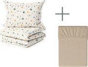Sada krepových obliečok ASTORIA POLY krémové + plachta Jersey 90 x 200 cm cappuccino, jednolôžko