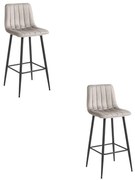 Set dvoch barových stoličiek POZZA zamatové tmavobéžové (čierne nohy) 2 ks