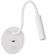 Brilagi - LED Flexibilná nástenná lampa s USB portom MAYA LED/3W/230V biela