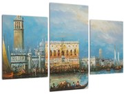 Obraz - Gondola prechádzajúca Benátkami, olejomaľba (90x60 cm)