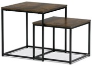 Set 2 ks odkládacích stolků, MDF, dekor divoký dub, kov, černý lak