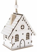 Vianočná LED závesná dekorácia Star house biela​, 7,5 x 8 x 5 cm