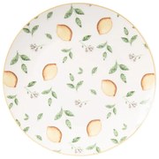 Biely porcelánový dezertný tanierik s citrónmi Lemons & Leafs - Ø 20cm