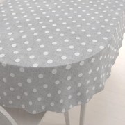 Biante Dekoračný oválny obrus Porto PRT-018 Biele bodky na sivom režnom 50x100 cm