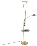 Zlatá stojaca lampa s lampou na čítanie vrátane LED a USB portu - Sevilla