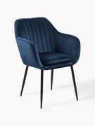 Zamatová stolička's opierkami a kovovými nohami Emilia