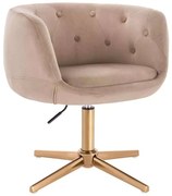 LuxuryForm DESIGN Kreslo MONTANA VELUR na zlatom kríži - latte