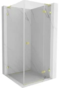 Mexen Lunar, L výklopný sprchový kút pravý 70 x 70 cm, 8mm číre sklo, zlatý kartáčovaný - 834L-070-070-55-00-P