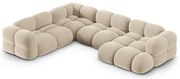 Béžová zamatová rohová pohovka (ľavý roh/do tvaru "U") Loretto – Cosmopolitan Design
