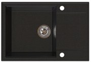 Sink Quality Sink55, kuchynský granitový drez 680x460x215 mm + chrómový sifón, čierna so zlatými bodmi, SKQ-SINK.L.1KDO.X
