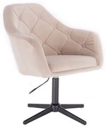 LuxuryForm DESIGN Kreslo ANDORA VELUR na čiernom kríži - krémové