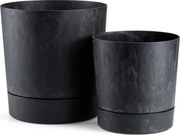 PLASTOVÝ KVETINÁČ AZALEA SADA 2KS 22,5X23,5 CM+17,5X18,5 CM IMITÁCIA BETÓNU ČIERNA