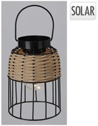 Solárny lampáš čierny 14,5 × 20 cm ratan