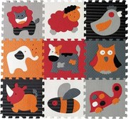 BABY GREAT Penové puzzle Zvieratá šedá-červená SX (30x30)