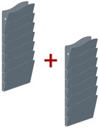 Nástenný zásobník na prospekty 1+1 ZADARMO, 7 vreciek, strieborná