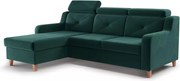 Rohová sedačka Laksaro s rozkladom ľavostranná - zelený zamat Trinity 28