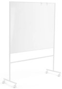 Biela magnetická tabuľa s kolieskami EMMA, obojstranná, 1500x1200 mm, biely rám