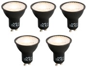 Sada 5 ks GU10 LED svietidlo čierne 7W 610 lm 3000K