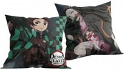 Obojstranný vankúš Demon Slayer - motív Tanjiro &amp; Nezuko - 40 x 40 cm