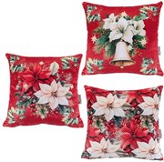 Sada 3 ks obliečok na vankúšiky RED POINSETTIA 45 x 45 cm