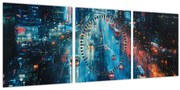 Obraz - Veľkomesto, olejomaľba (s hodinami) (90x30 cm)