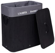 Kôš na bielizeň 2 priehradkový 100 l bambusový čierny