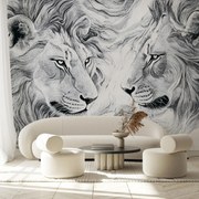 Fototapeta - Kreslené levie hlavy (147x102 cm)