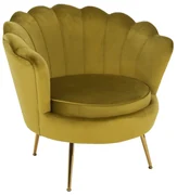 Kreslo v štýle Art-deco, horčicová Velvet látka/gold chróm-zlatý, NOBLIN
