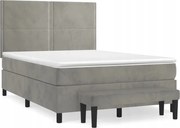 vidaXL Kontinentálna posteľ s matracom, svetlosivá, 140 x 190 cm, zamat