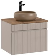 Závěsná skříňka Iconic Wiki s deskou a umyvadlem 60 cm kašmírová/dub coast evoke