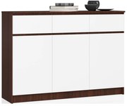 Komoda Karolína 140 cm 3 skrinky a 3 zásuvky wenge/biela