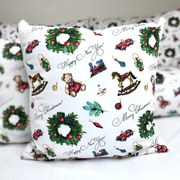 Vianočná obliečka na vankúš TEDDY – 100 % bavlna, retro motív, viac rozmerov Veľkosť: 50x50 cm