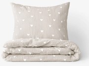 Goldea krepové posteľné obliečky - srdiečka na latte 140 x 200 a 70 x 90 cm