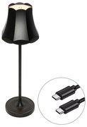 Retro stolná lampa čierna nabíjateľná IP44 - Granny