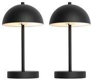 Sada 2 vonkajších stolových lamp hríb čierny nabíjateľný - Keira