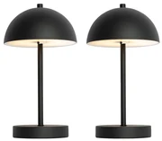 Sada 2 vonkajších stolových lamp hríb čierny nabíjateľný - Keira