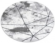 Koberec COZY Polygons kruh, geometrický - sivý