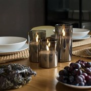 DECOLED Sada 3 LED svíček ve skle, šedá, s dálkovým ovladačem