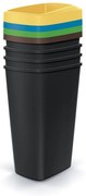 Set košov na triedený odpad, hranaté, 4 x 45 l, farebná