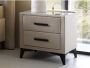 Nočný stolík s 2 zásuvkami Joy, svetlo béžová látka%