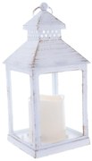 Lampáš s LED sviečkou Vintage, 10 x 20 x 10 cm, teplá biela, plast