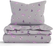 Bavlnené obliečky Renforcé - Motýliky tmavo sivé
