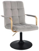 LuxuryForm DESIGN Otočná stolička VERONA GOLD VELUR na čiernom tanieri - svetlo šedá