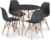 Jedálenská zostava TODI 80cm okrúhly stolový set čierny a 2 stoličky OSAKA čierne + 2 stoličky OSAKA čierne ZADARMO