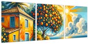 Obraz - Dom s pomarančmi I. (s hodinami) (90x30 cm)
