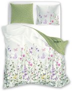 Bavlněné povlečení Letní sen 019 140x200 cm + 70x90 cm bílé/zelené