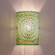 Turecká lampa nástenná s káblom mosaic Cylinder GREEN 17*26