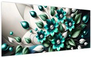 Obraz - 3D tyrkysové kvety (120x50 cm)