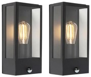 Sada 2 vonkajších nástenných svietidiel čiernych s detektorom pohybu - Rotterdam